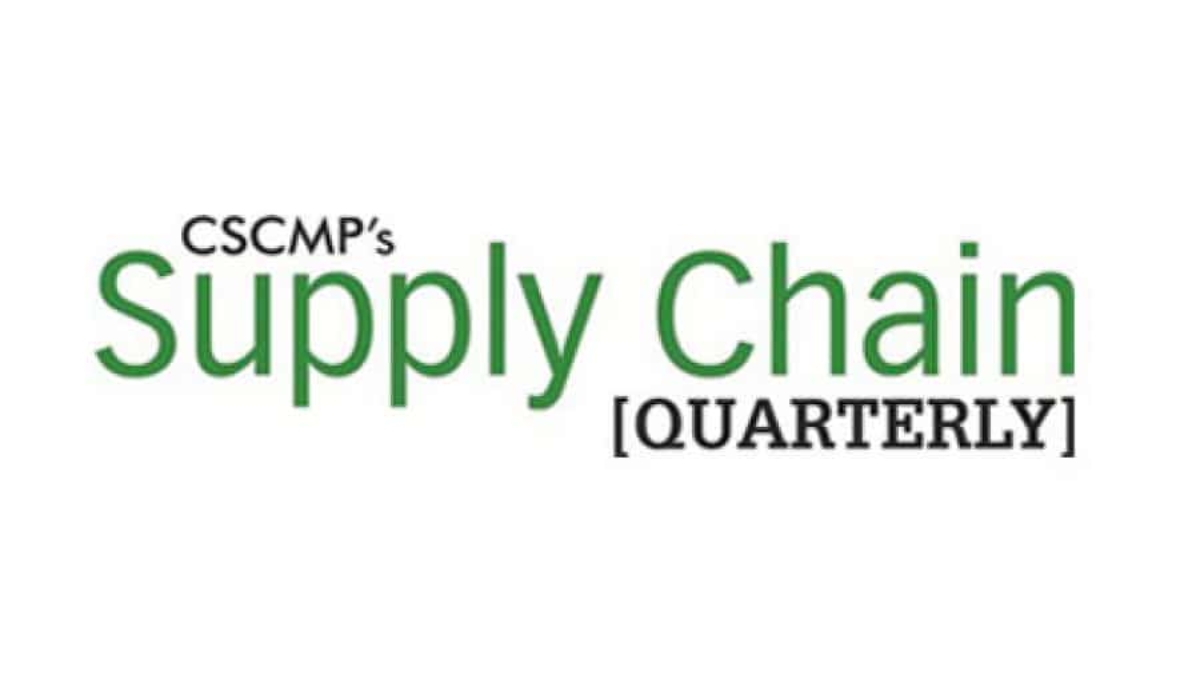 The image features the logo for CSCMPs Supply Chain Quarterly, with Supply Chain in large green letters and CSCMPs and [QUARTERLY] in smaller black text.