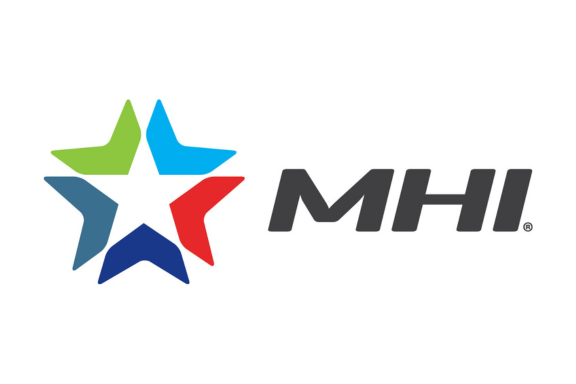 Logo featuring a five-pointed star with green, light blue, dark blue, and red segments, next to the bold, gray letters MHI on a white background.