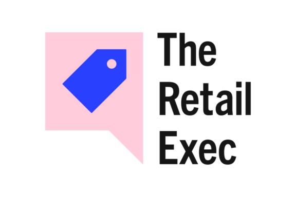 Logo with a blue price tag icon inside a pink speech bubble on the left, and bold black text on the right reading The Retail Exec on a white background.
