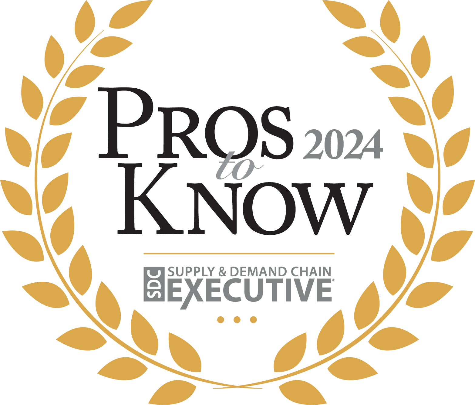 A gold laurel wreath surrounds the text Pros to Know 2024, with the logo SDC EXECUTIVE Supply & Demand Chain below, signifying a recognition or award for excellence in parcel audit service.